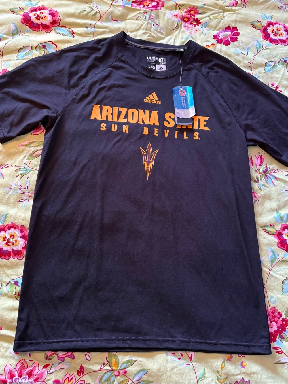 Arizona State Sun devils x Adidas ClimaLite NWT 2016 Gold Black Tee large 29x22